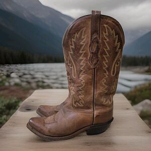 Old West Brown Leather Western Cowboy Boots Size 6 Women’s Cowgirl Country Swing